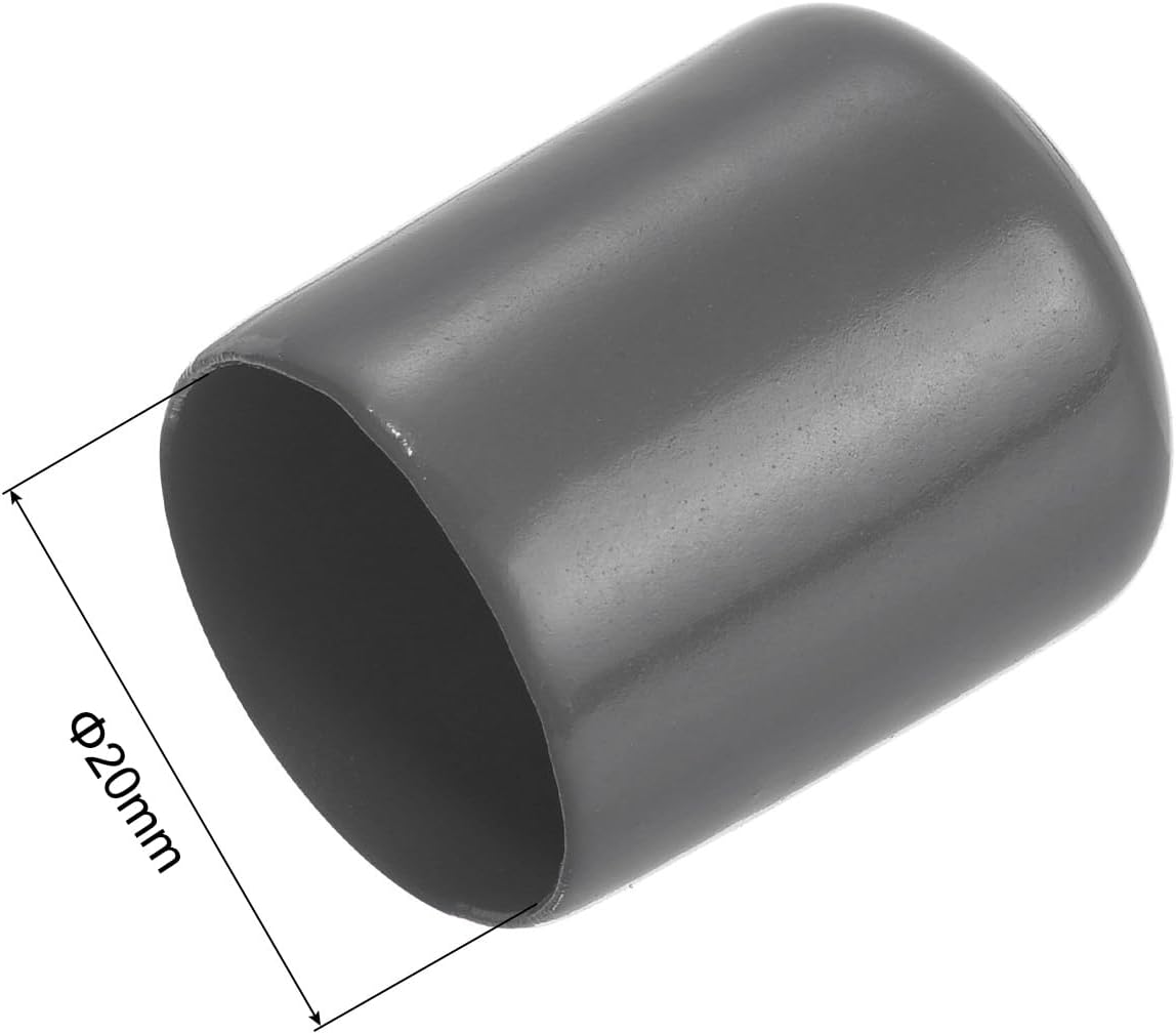 uxcell 20pcs Rubber End Caps 20mm ID Vinyl PVC Round Tube Bolt Cap Cover Screw Thread Protectors Dark Grey
