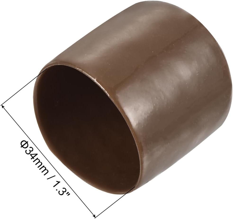 uxcell 20pcs Rubber End Caps 34mm ID Vinyl PVC Round Tube Bolt Cap Cover Screw Thread Protectors Brown