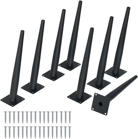 8PCS 12 Inch Matte Black Tapered Angled Legs for Furniture, Metal Mid Century Mordern Feet, Heavy Duty Slanted Stand Legs Kit for Couch, Coffee Table, Desk, Dresser, Sofa, Chair