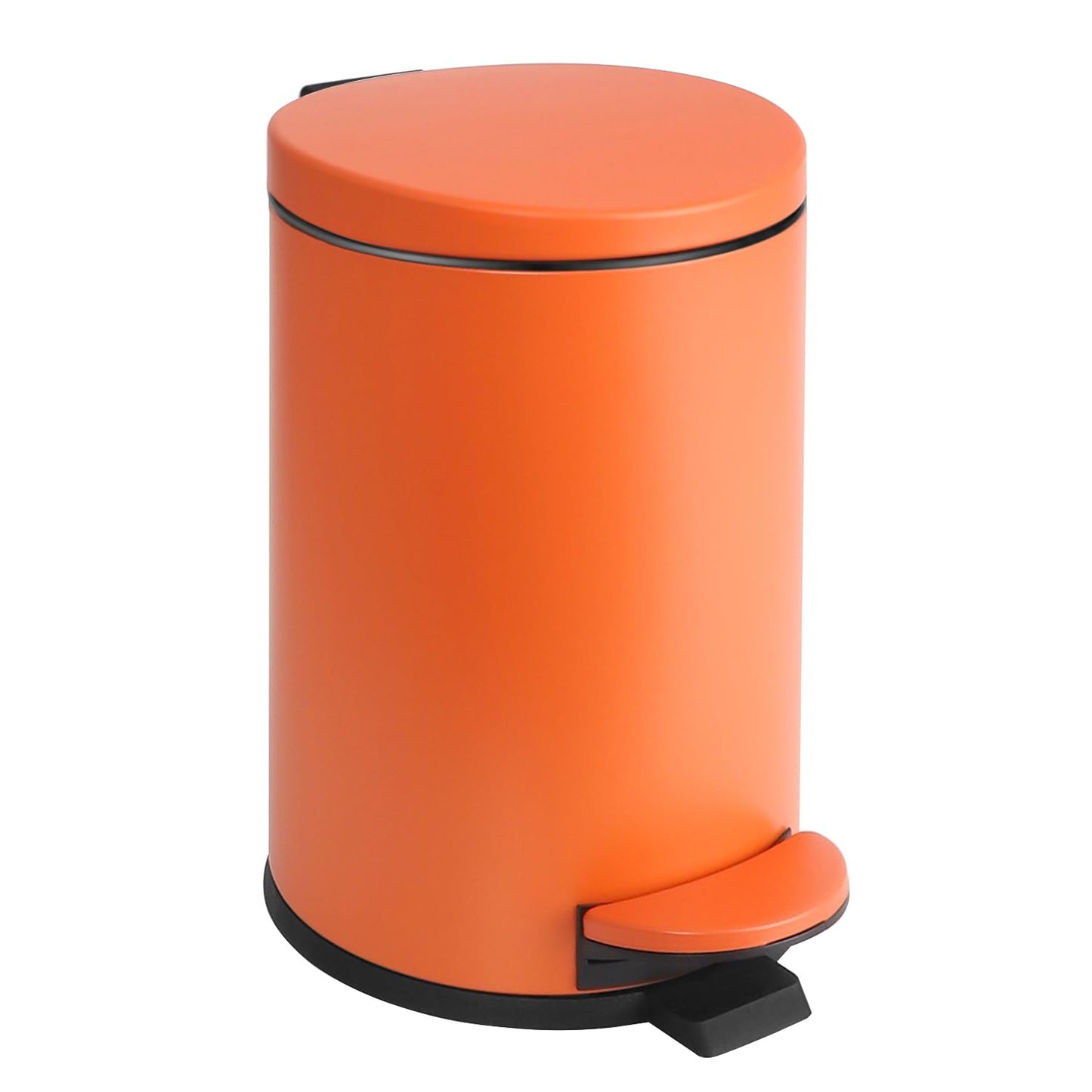 TIPGO Small Trash Can with Lid Soft Close, 4.5 Liters / 1.2 Gallon Bathroom Garbage Can, Mini Step Trash Bin, Stainless Steel Wastebasket for Bathroom, Bedroom, Office (Orange)