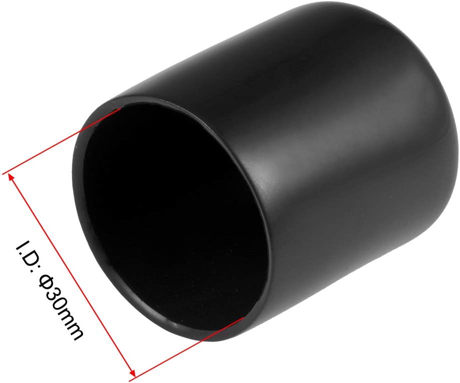uxcell 20pcs Rubber End Caps 30mm ID Vinyl Round Tube Bolt Cap Cover Thread Protectors Black