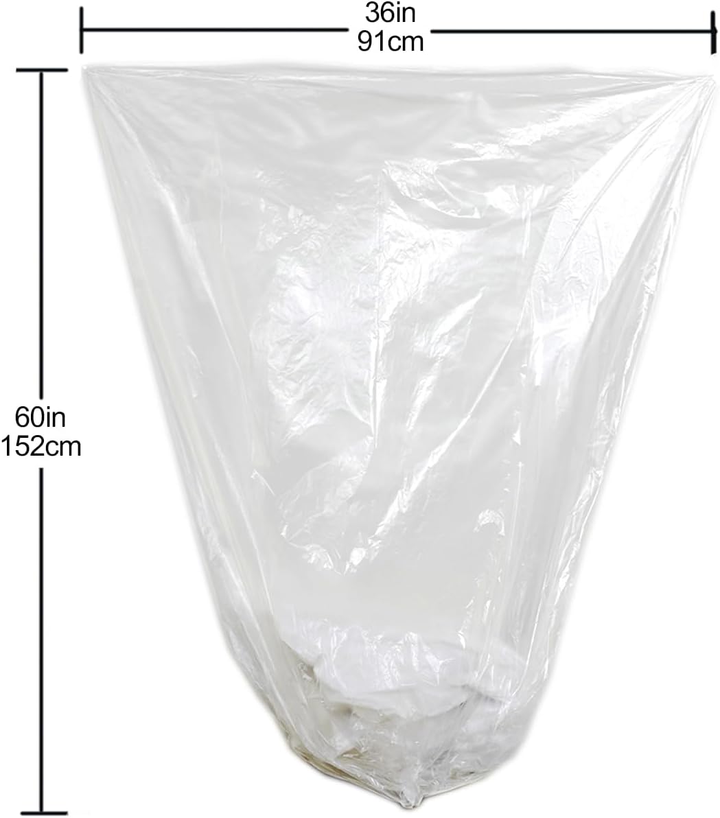 TYPLASTICS 55 Gallon Clear Trash Can Liners - 36" x 60" - High Density Garbage Bags - Case of 200 - Multipurpose for Office, Outdoor, Recycling, Industrial and Commercial