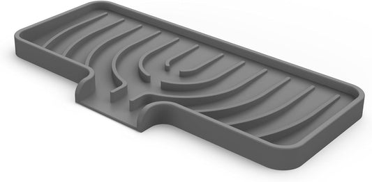 Dish Drying Matt for Kitchen Counter,10"×4"Silicone Dry Rack Mat with Built in Drain, Kitchen Dry Mats for Dishes Drying Pad for Counter(gray)