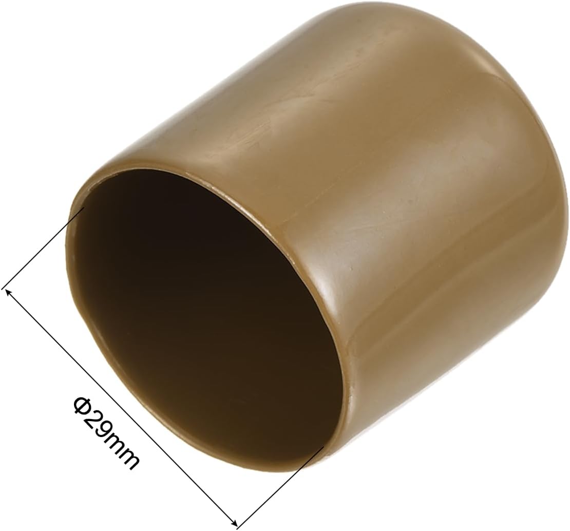 uxcell 20pcs Rubber End Caps 29mm(1 1/8") ID Vinyl PVC Round Tube Bolt Cap Cover Screw Thread Protectors Light Brown