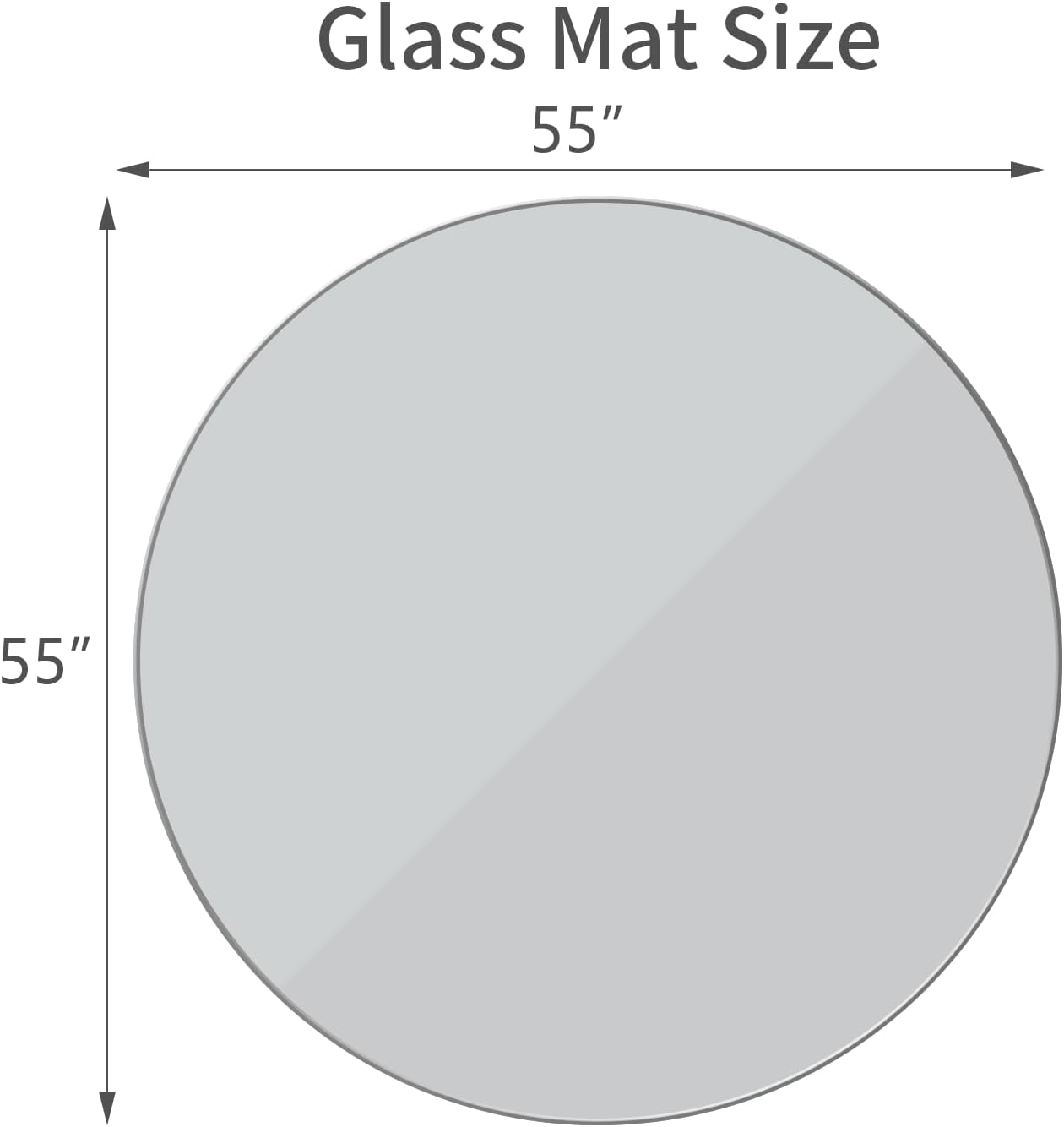 [Tempered Glass] 55" x 55" Round Glass Chair Mat, Heavy Duty Hard Floor Mat with Round Corner and Polished Edge, Office Chair Mat for Carpet Office Home Hardwood Floor Desk