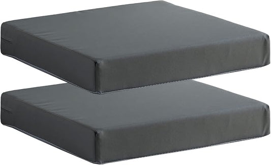 Patio Chair Cushions Set of 2 Non Slip Bottom Chair Pad with Ties Waterproof Square Outdoor Seat Cushion Replacement for Garden Swing Furniture 20x20 Inch, Gray