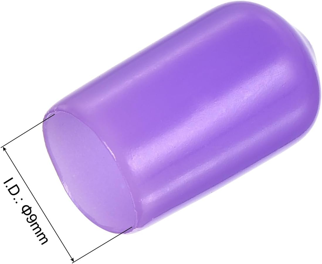 uxcell 20pcs Rubber End Caps 9mm(3/8") ID Vinyl PVC Round Tube Bolt Cap Cover Screw Thread Protectors Purple
