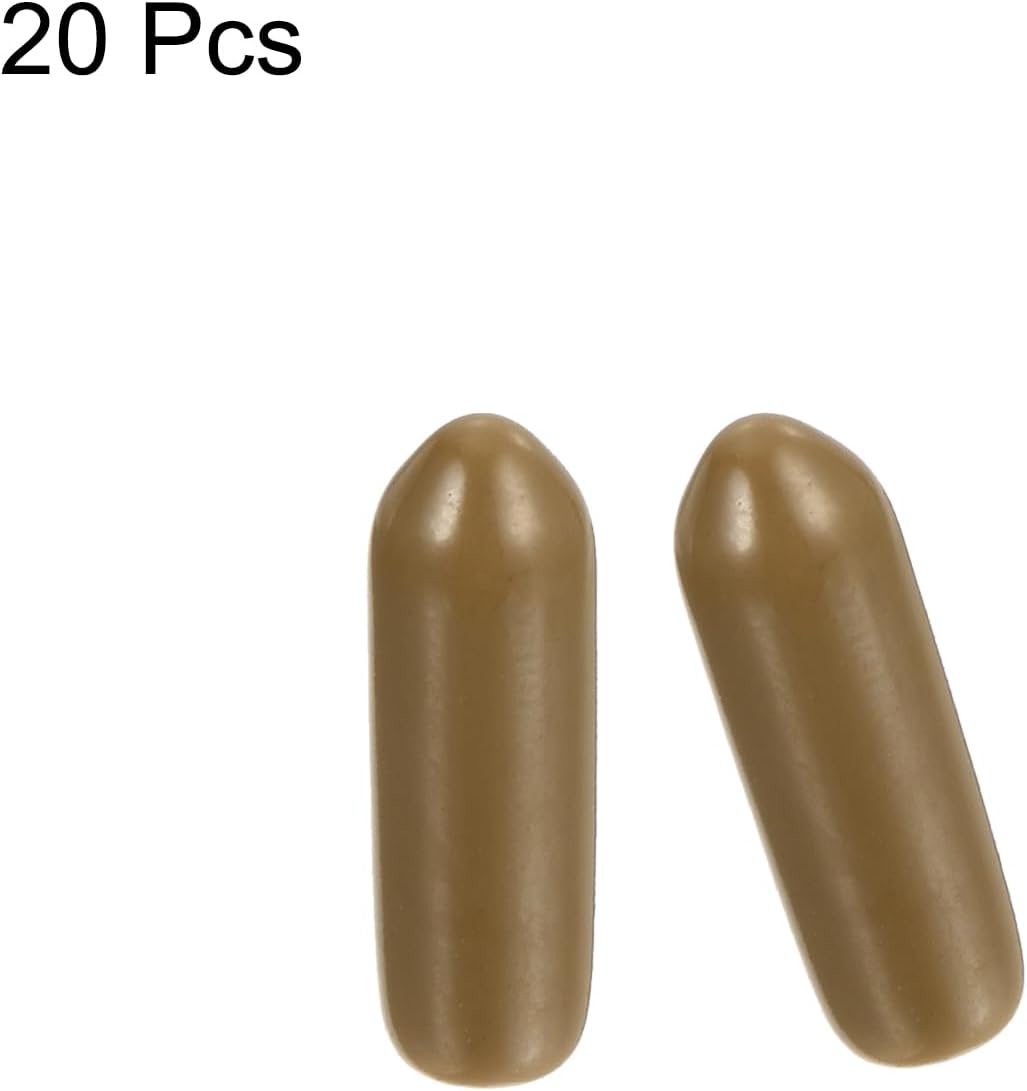 uxcell 20pcs Rubber End Caps 3.5mm(1/8") ID Vinyl PVC Round Tube Bolt Cap Cover Screw Thread Protectors Light Brown