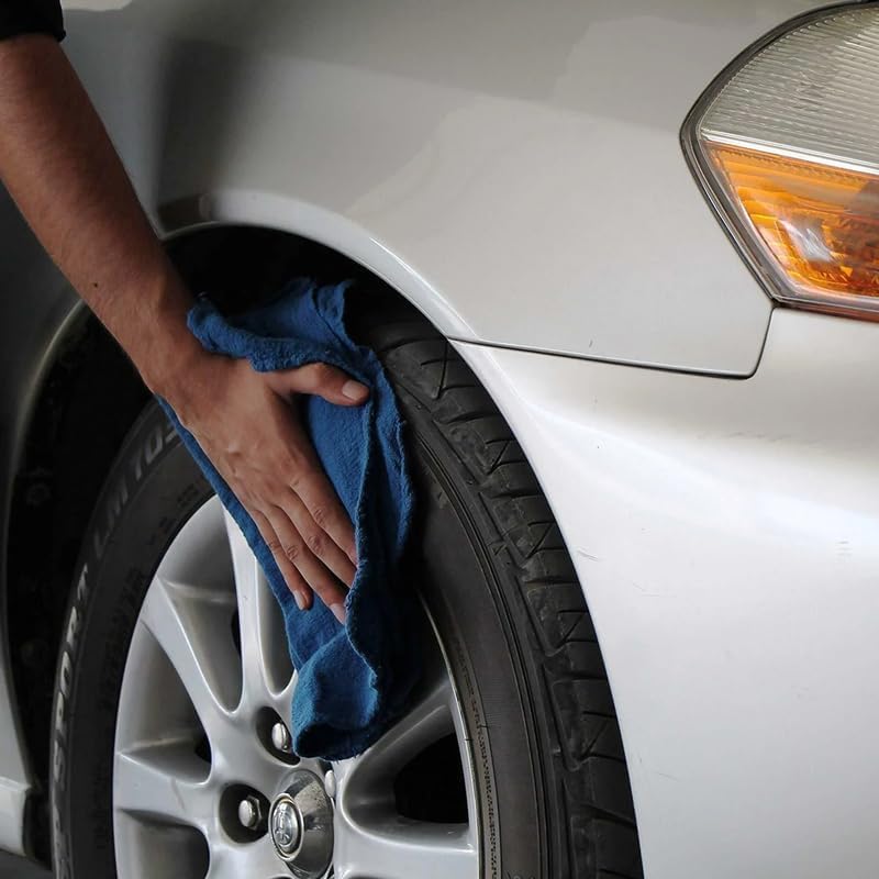 Shop Towels (Blue, 500-Pack) - Bulk Cleaning Towel in a Bag, Mechanic Cotton Wipes for Car Maintenance, Auto Mechanics & Garage, Wipe Grease & Oil, Machine Wash & Reusable