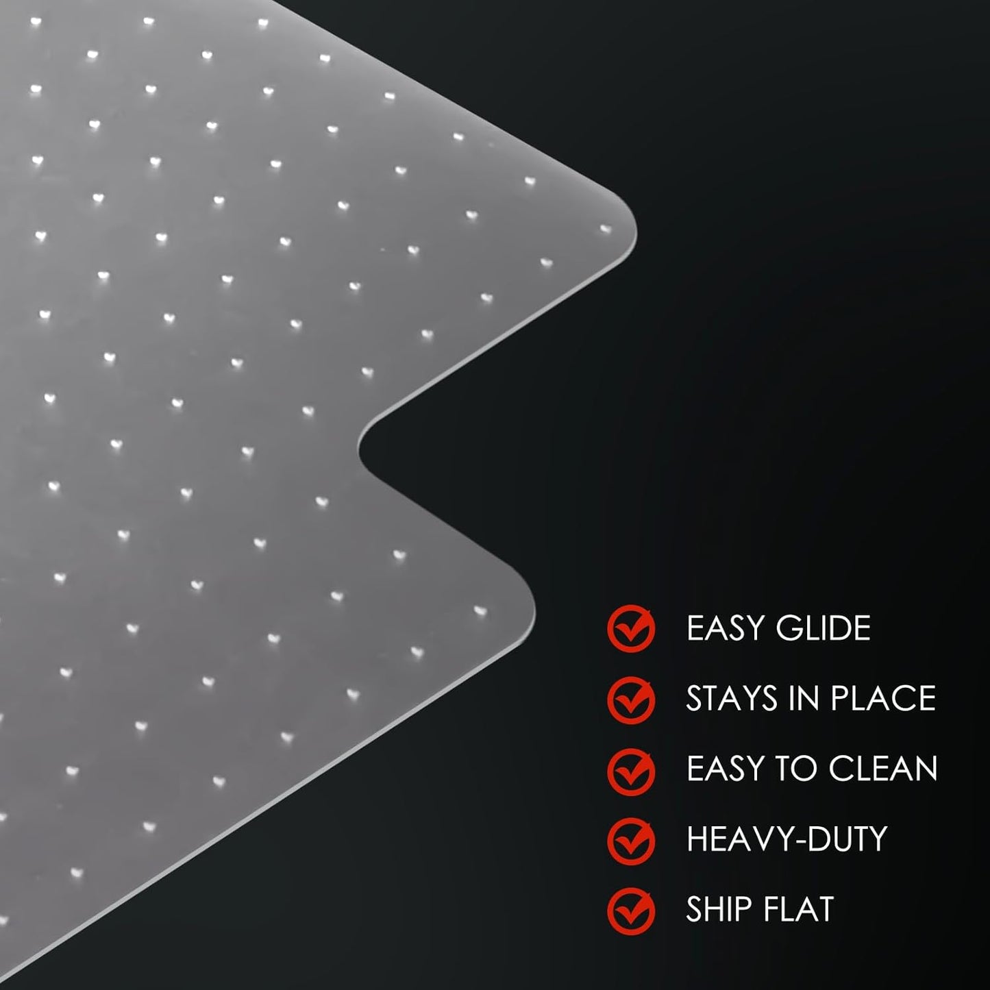 Kuyal Office Chair Mat for Carpet, 2 Pack 36x48 Clear Heavy Duty Computer Chair Mat with Lip, Under Desk Protector Carpeted Floors Mat, Easy Chair Movement,Ship Flat