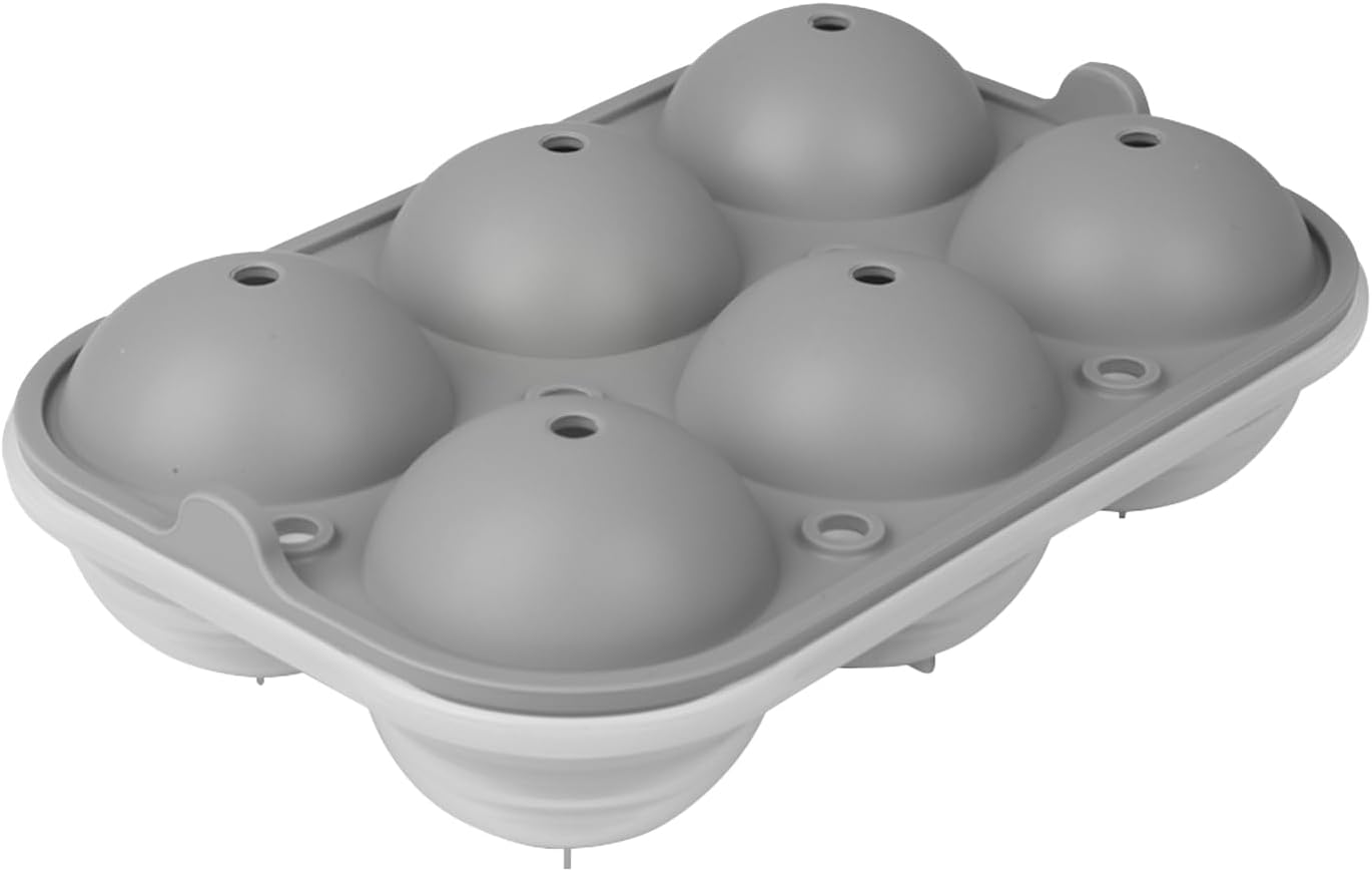 TINANA Ice Ball Maker, 2.5inch Reusable Ice Ball Form, Easy Release Round Silicone Ice Sphere Tray with Lids & Funnel for Whiskey, Cocktails, Bourbon