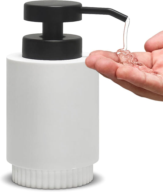 Resin Soap Dispenser for Bathroom, Hand Lotion Liquid Dispenser Easy-to-Press with Reusable Plastic Pump for Shampoo Bathroom Kitchen Countertop Rust-Proof 10 oz White