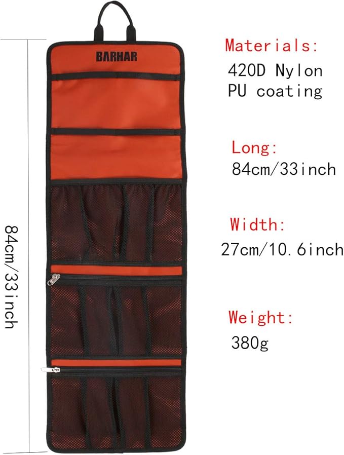 Climbing Quickdraw Hanging Storage Bag, Carabiner Hook Gear Equipment Parts Collections, Durable Foldable Bundled Roll Anti-scratch Bag, Small Tools Organizer Pouch, suit for Rock Climbing Ice Climb