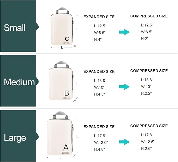 Compression Packing Cubes for Travell Fabric Packing Cubes with Smooth Zippers, Space-Saving Compression Bags for Travell, Luggage Organizers for Clothes, Shoes, and Accessories