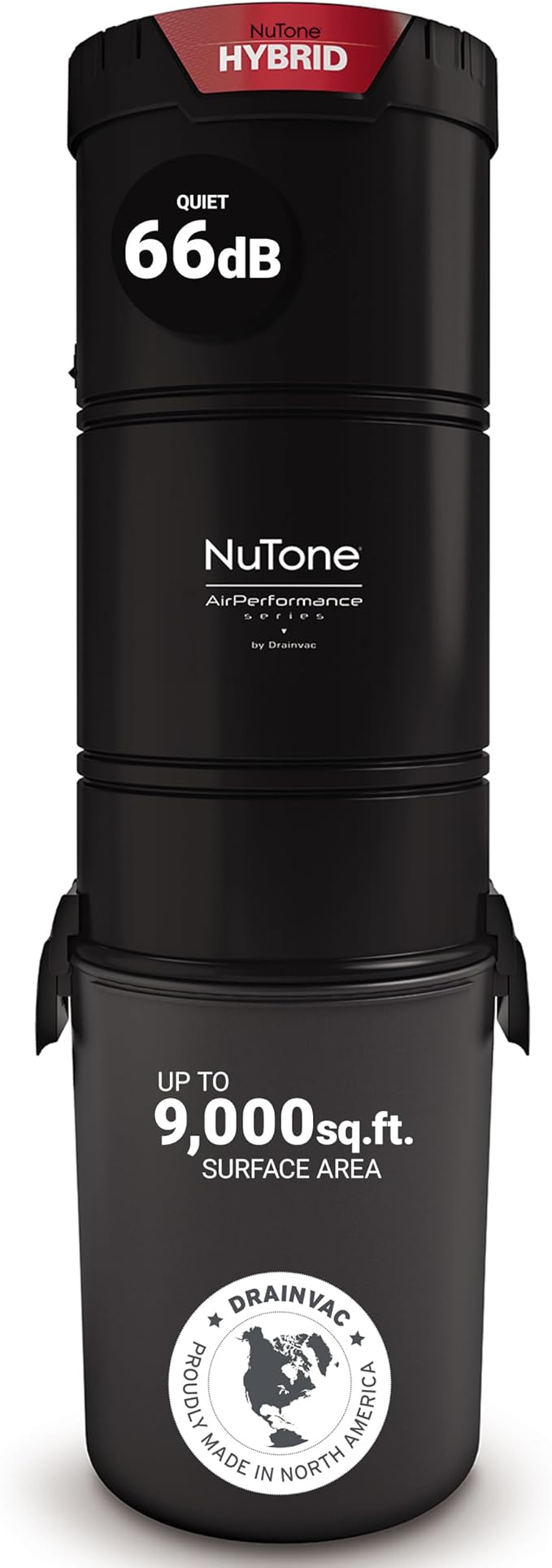 Broan-nutone 700 Air watts Residential Central Vacuum System - Advanced HEPA Filtration with 99.97% dust and microparticle Capture, Anti-Vibration, Powerful Suction