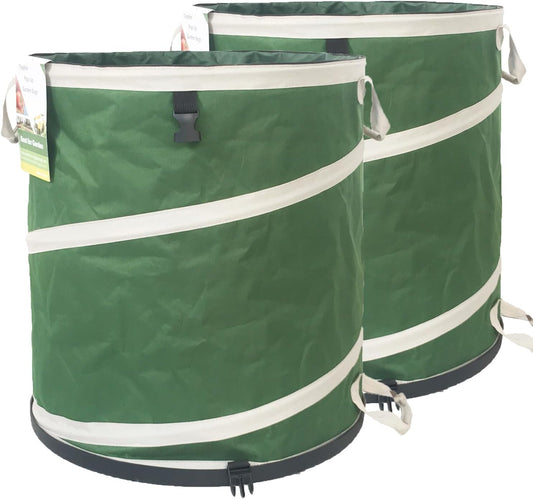 2-Pack 24 Gallon Collapsible Trash Can (19x21 in) Solid Bottom for Pop-Up Trash Can,Recycling Bin,Camping Waste Bin,Laundry Hamper,Yard Waste Bag,Yard Debris Bag,Lawn Grass,Garden Weeds Bags,Leaf Bags