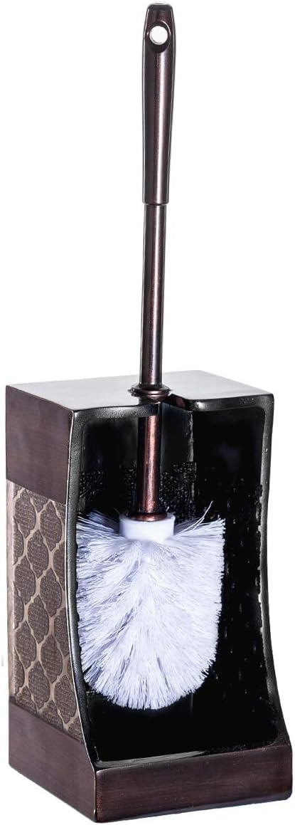 Dahlia Brown Toilet Brush with Holder Set - Bathroom Toilet Bowl Brush and Holder - Decorative Toilet Cleaner Brush - Good Grip Toilet Bowl Scrubber