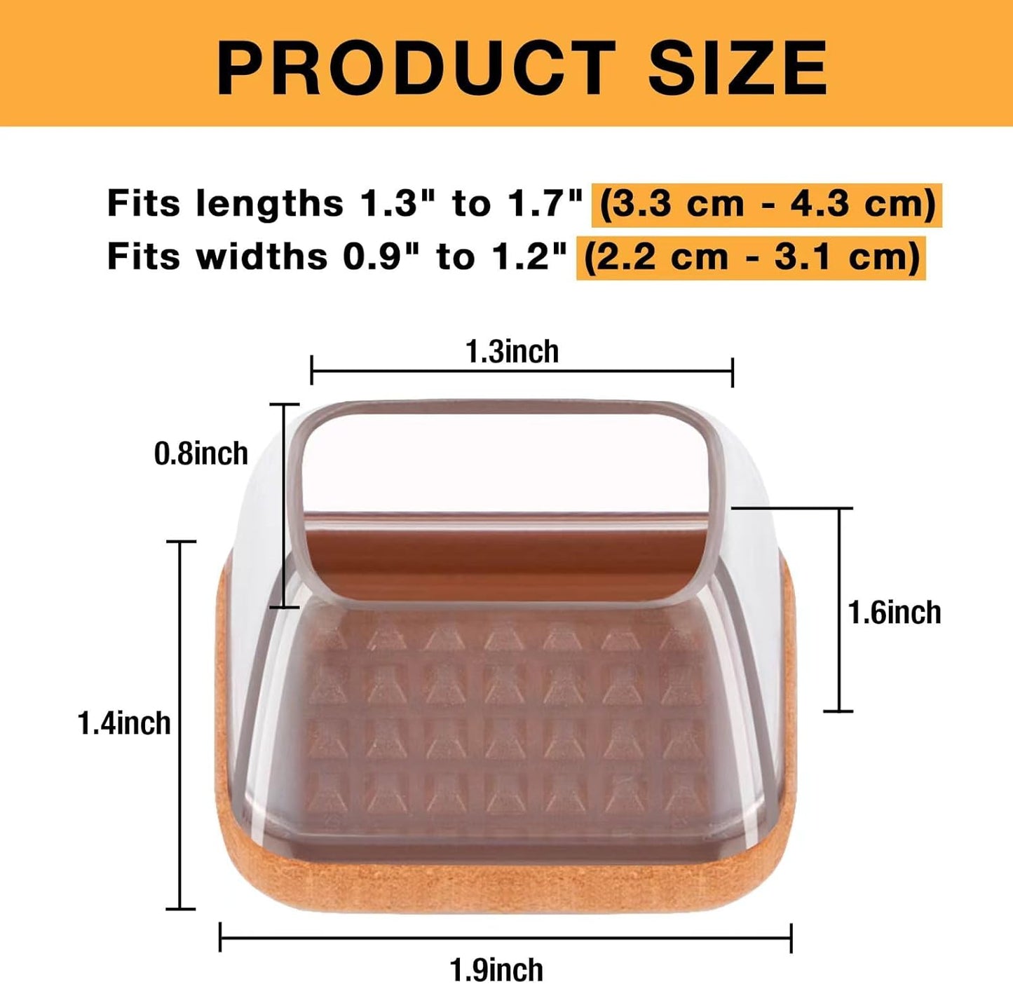 24 Pcs Rectangle Chair Leg Floor Protectors, Silicone Chair Leg Protectors for Hardwood Floors, High Elastic Chair Leg Cover for Chair Table Desk, Protect Wooden Floors from Scratching, Won't Tear