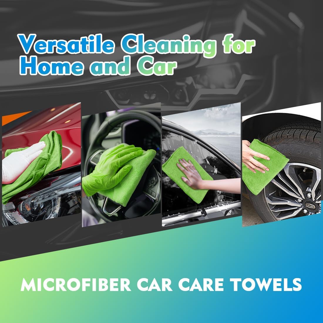 HOMEXCEL Microfiber Cleaning Cloth 20 Pack 11.5 x 11.5 Inch Microfiber Towels for Cars Ultra Absorbent Cleaning Rags Lint Free Cleaning Towels for Household Kitchen, Window Car Green