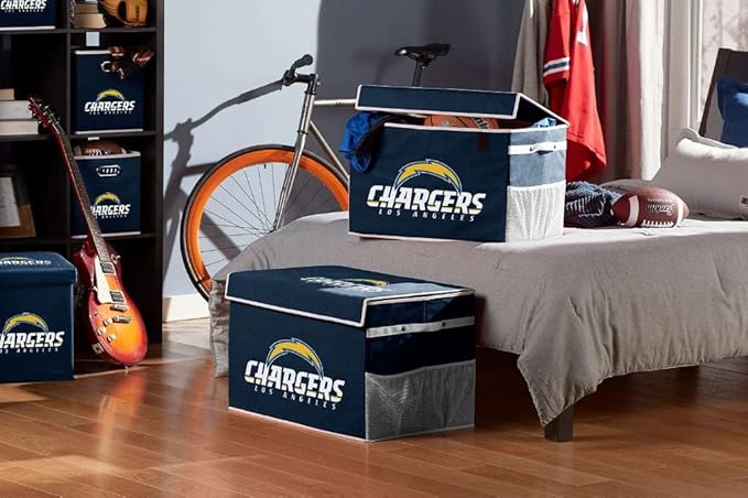 Franklin Sports NFL Storage Footlocker Bins - Large Folding Organizer Containers - NFL Team Office, Bedroom + Living Room Décor - Large + Small Bins