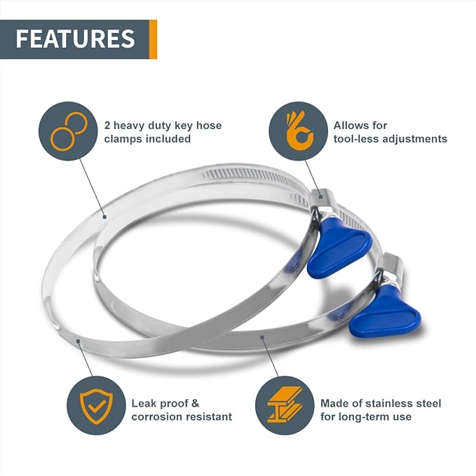 POWERTEC 4" x 10' Flexible PVC Dust Collection Hose with 2pcs Stainless Steel Key Hose Clamps for Table Saw, Band Saw, Planer, Jointer, Woodworking and Garage, WoodShop Dust Collection System (70242)