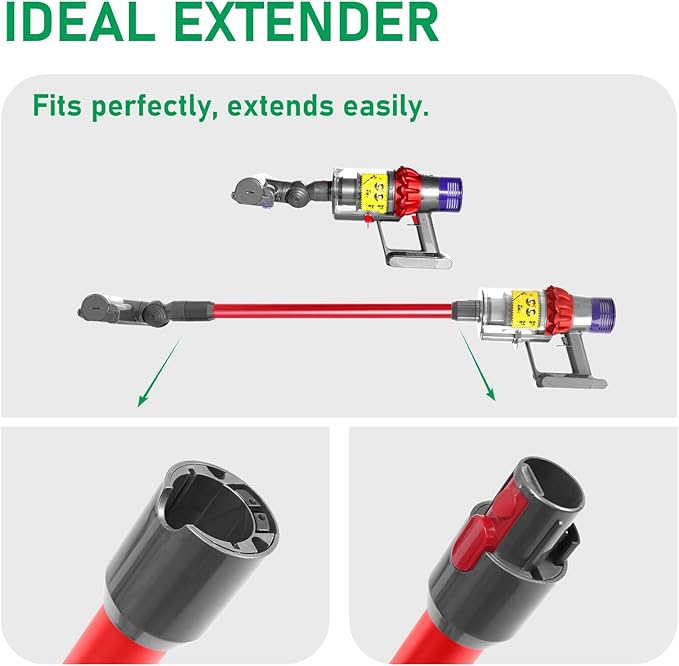 Dyson Replacement Wand Tube Quick Release Compatible for Dyson V15 V11 V10 V8 V7 Vacuum Accessories Parts, 28.7in Extension Cleaner Attachment for Home Office (Red)