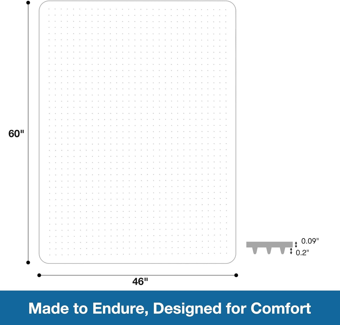Chair Mat for Carpet, 46" x 60" Desk Chair Mat for Carpeted Floors, Non-Slip Office Vinyl Mat for Carpet with Studded, Easy Glide Heavy Duty Floor Protector Mat for Home Office, Clear