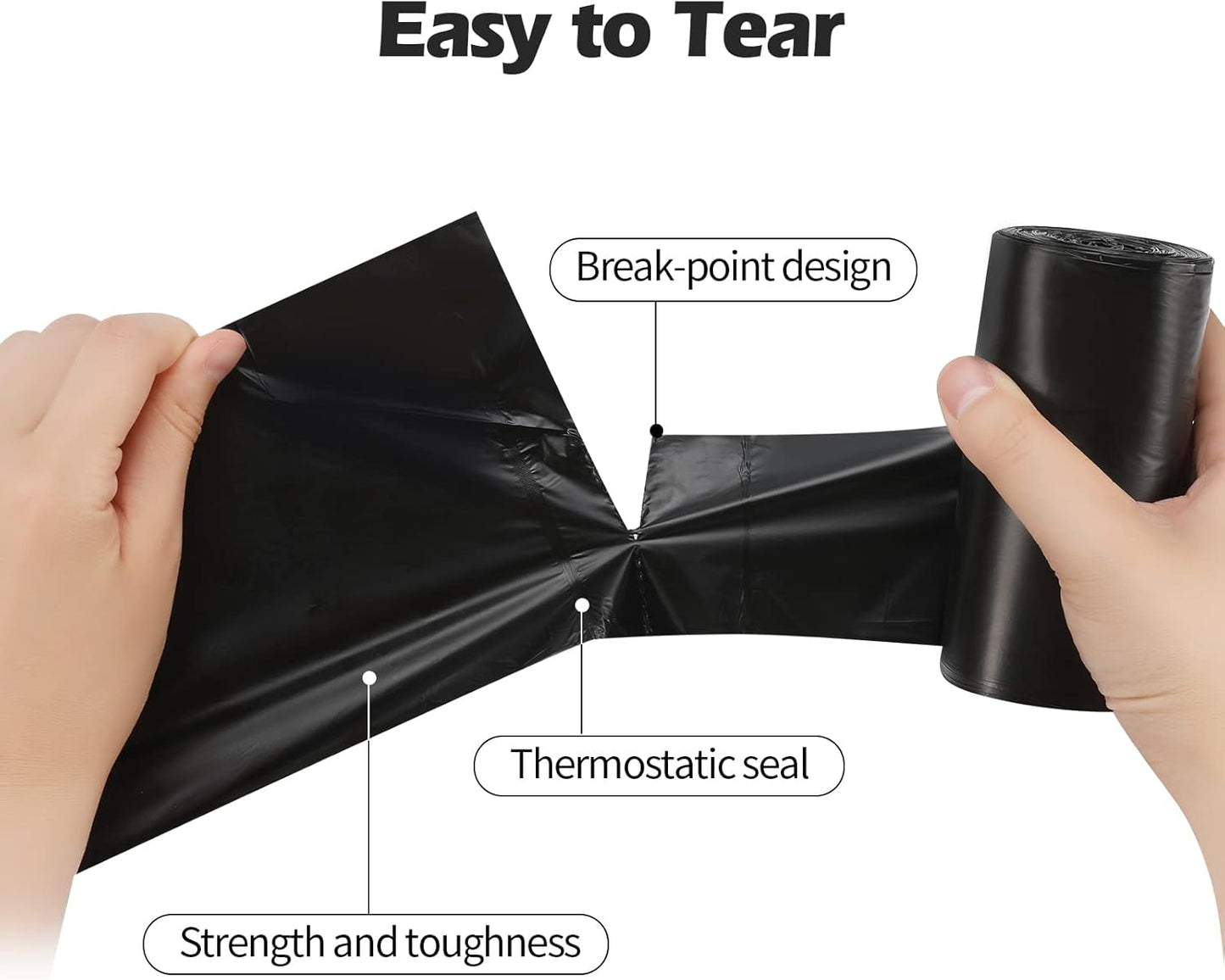 2-4 Gallon Portable Trash Bags,120 Counts Thicken portable Small Garbage Bags for Office, Kitchen,Bedroom Trash Can,Strong Trash Bags（Black）