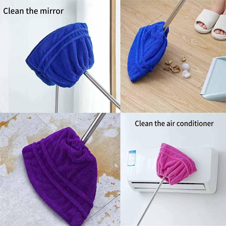Icexeco Lazy Broom Cover Cloth, Multifunctional Lazy Brooms Cover, Washable Reusable Microfiber Broom Sweeping Refill, Wet & Dry Dual Use, Washable Mop Covers (4PCS-Pink)