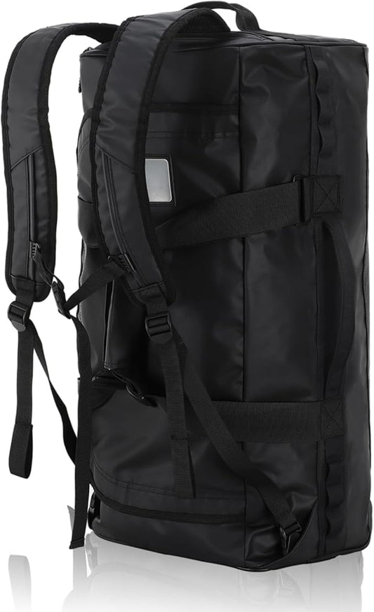 Haimont Gym Duffel Backpack Bag for Men Large Sports Duffle Bags with Backpack Straps for Hiking Travel Weekender Workout, Water Resistant, Black, 90L
