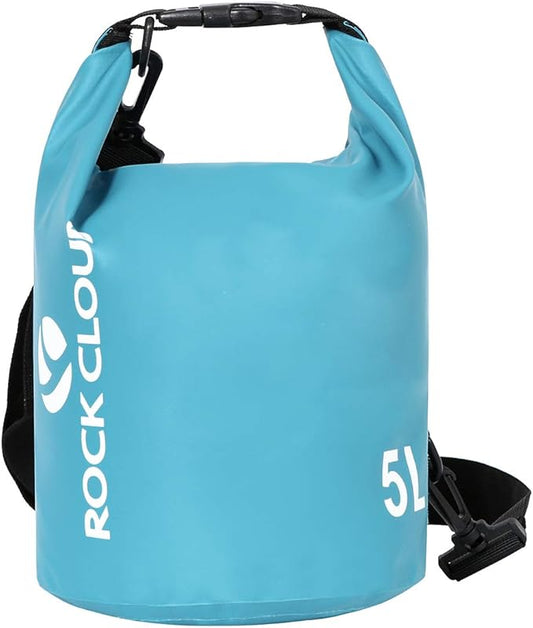 ROCK CLOUD Dry Bag Waterproof 5L Dry Sack for Kayaking Rafting Boating Beach Surfing Swimming Canoe Camping Hiking Fishing Ski, Lake Blue