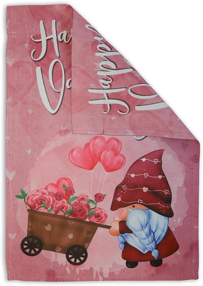 Garden Flag Wall Hanger (Black) & Valentine's Day Gnome 12x18" Garden Flag Full Kit - All Season Decor