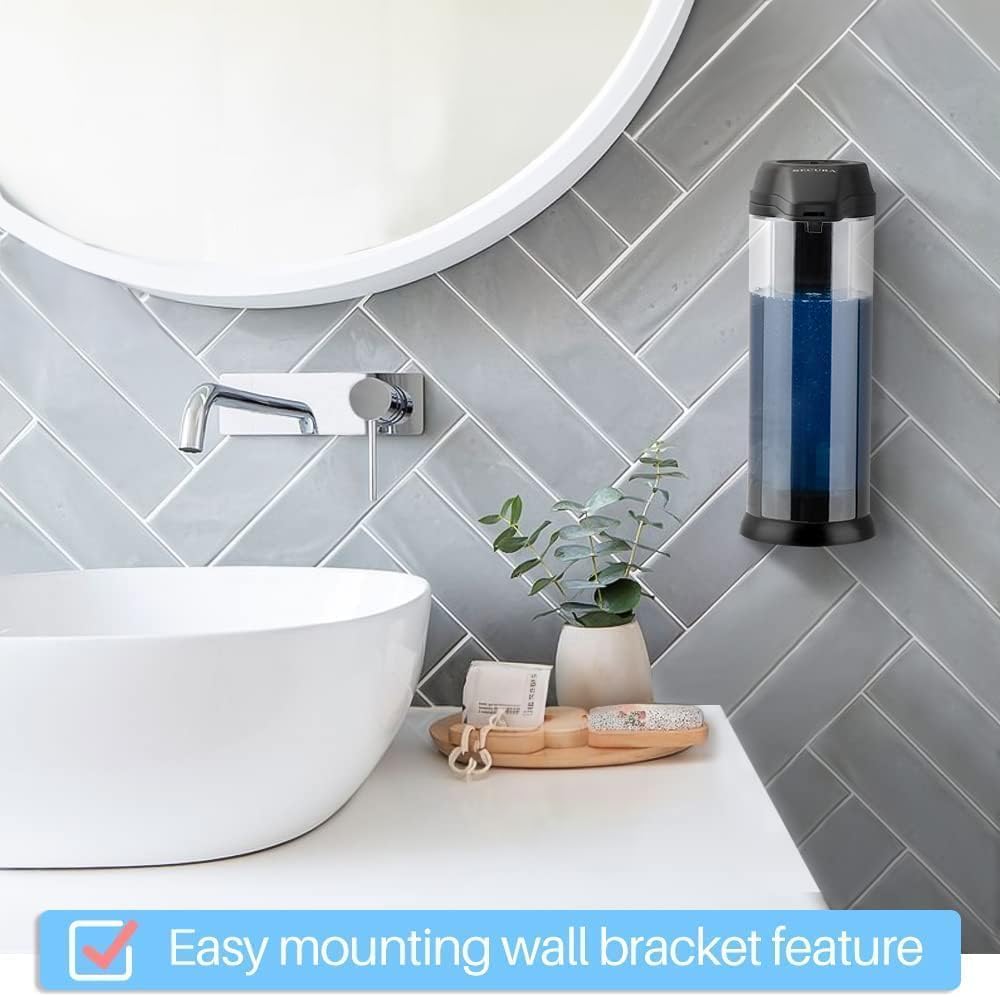 Secura 17oz Automatic Liquid Soap Dispenser, Touchless Battery Operated Hand Soap Dispenser with Adjustable Soap Dispensing Volume Control Dial, Personal Care Dispenser (Black)