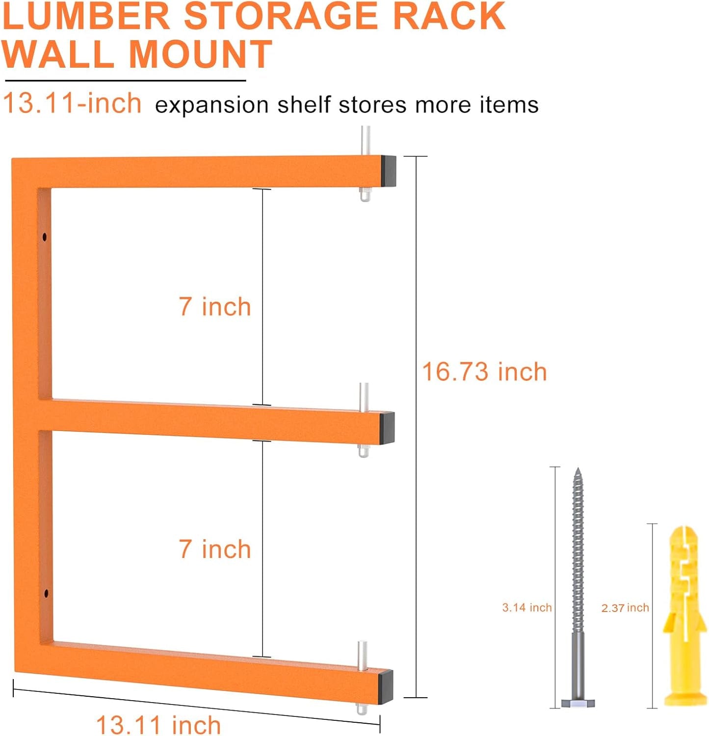 4 PACK Lumber Rack Wall-Mounted Lumber Storage Rack, Heavy Duty Wood Storage Racks With 6-Level System, 1320 LB Sturdy Garage Wood Organizer, Hanging Orange Lumber Metal Racks for Indoor & Outdoor