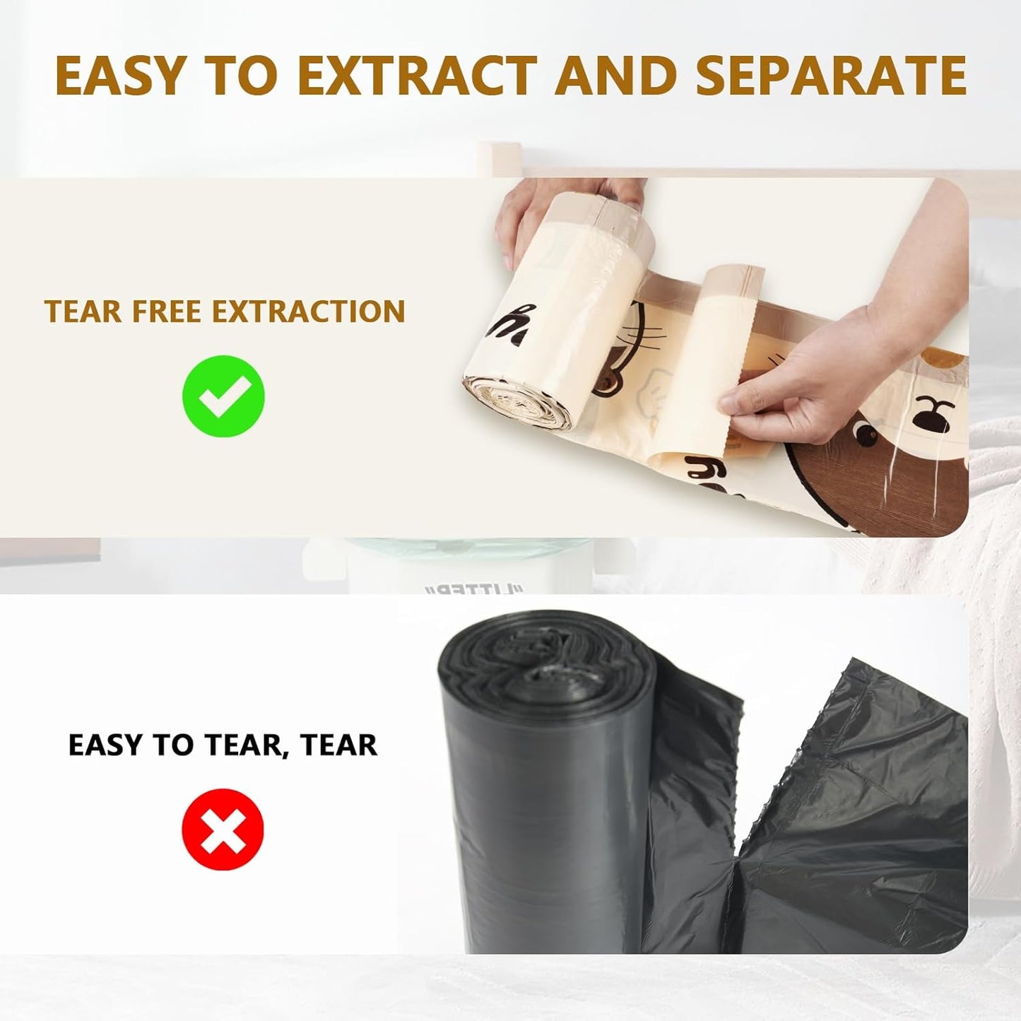 VOK 4 Gallon Trash Bags with Otters Printed, Drawstring Small Garbage Bags, Tear-Resistant & Odor-Control Bathroom/Kitchen Trash Can Liners, Bathroom Trash Bags with Secure Tie, 55 Counts