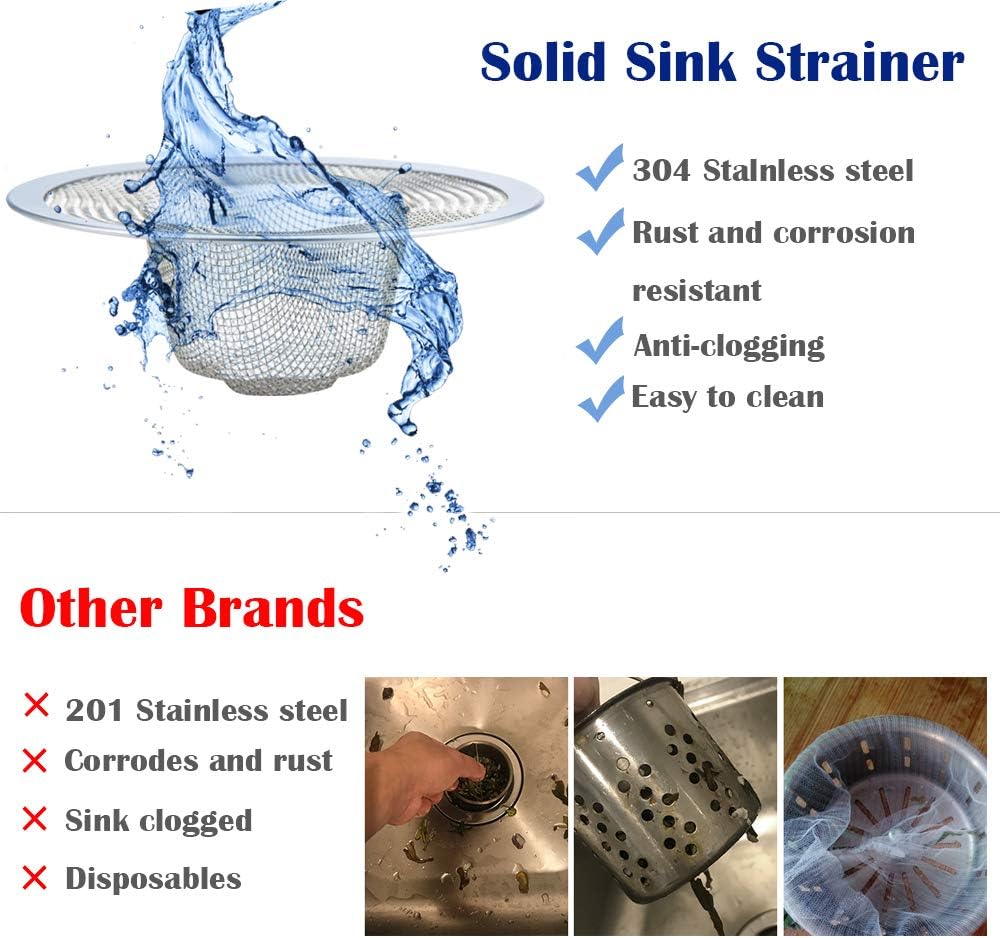 2 Pcs Heavy Duty Stainless Steel Slop Basket Filter Trap, 4.41" Top / 2.44" Mesh Metal Sink Strainer, Perfect for Kitchen Sink/Bathroom Bathtub RV Wash Basin Floor Drain Balcony Drain Hole