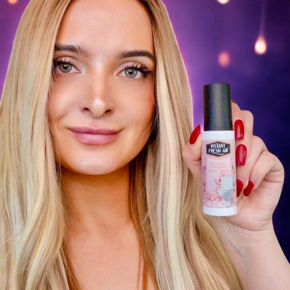 2-Pack: Superior Toilet Spray for Women with Instant Odor Elimination, Powdery Rose Fragrance, Odor Eliminator Bathroom Spray, Travel Size, Long-Lasting, Eco-Friendly, 1.35 Oz. - INSTANT FRESH AIR