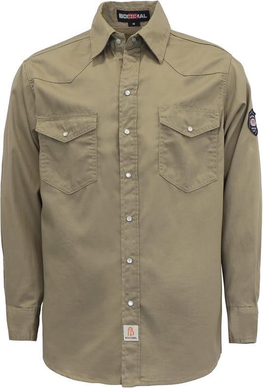 BOCOMAL FR Shirts 6.25oz Lightweight Welding Shirts Flame Resistant Men's Fire Retardant Shirt