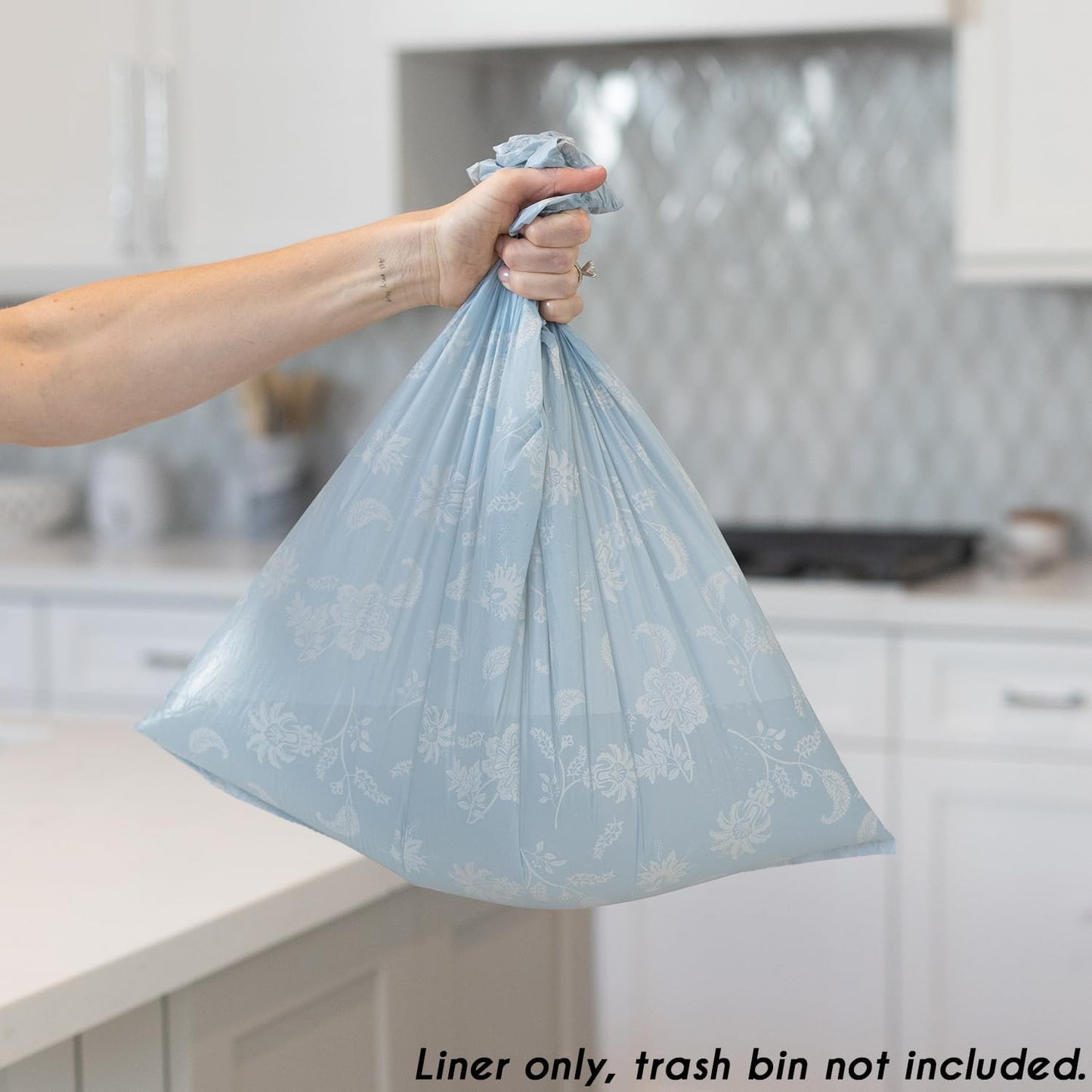 Happy Haven Bathroom Trash Bags for 2,3,4 Gallon Trash Can, Small Garbage Bags - Bedroom & Bathroom, Decorative Cute Wastebasket Liner - 50 Count (Light Blue Botanical)