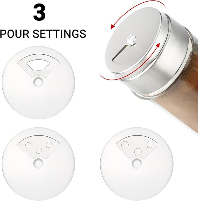 Segarty Spice Jar with Shaker Lids, 3 Pack 4 oz Glass Spice Jars with Adjustable Pour Large Holes, Empty Storage Seasoning Containers Spices Bottles Stainless Lid Salt Shakers for Kitchen Drawer