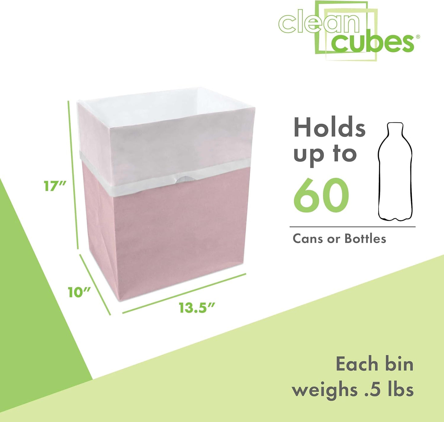 13 Gallon Disposable Pop-Up Trash Cans (3-Pack) with Fitted Bags – Foldable Garbage & Recycling Bins for Parties, Events & Kitchen (Pink, 17" H x 13.5" W x 10" D)