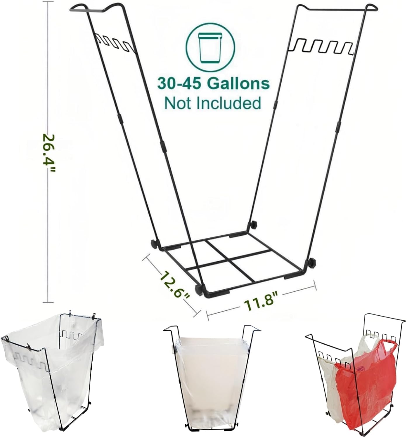 Garden Trash Bag Holder - Outdoor Leaf Bag Support Stand Multi-Use Metal Garbage Bag Holder Frame Holds 30-45 Gallons Bag for Leaves, Camping, Yard Weeding, Lawn Party(2PCS)