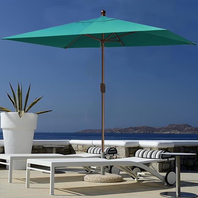 EliteShade USA 10-Year-Non-Fading 6.5x10Ft Rectangular Market Umbrella Patio Umbrella Outdoor Table Umbrella with Ventilation, Teal