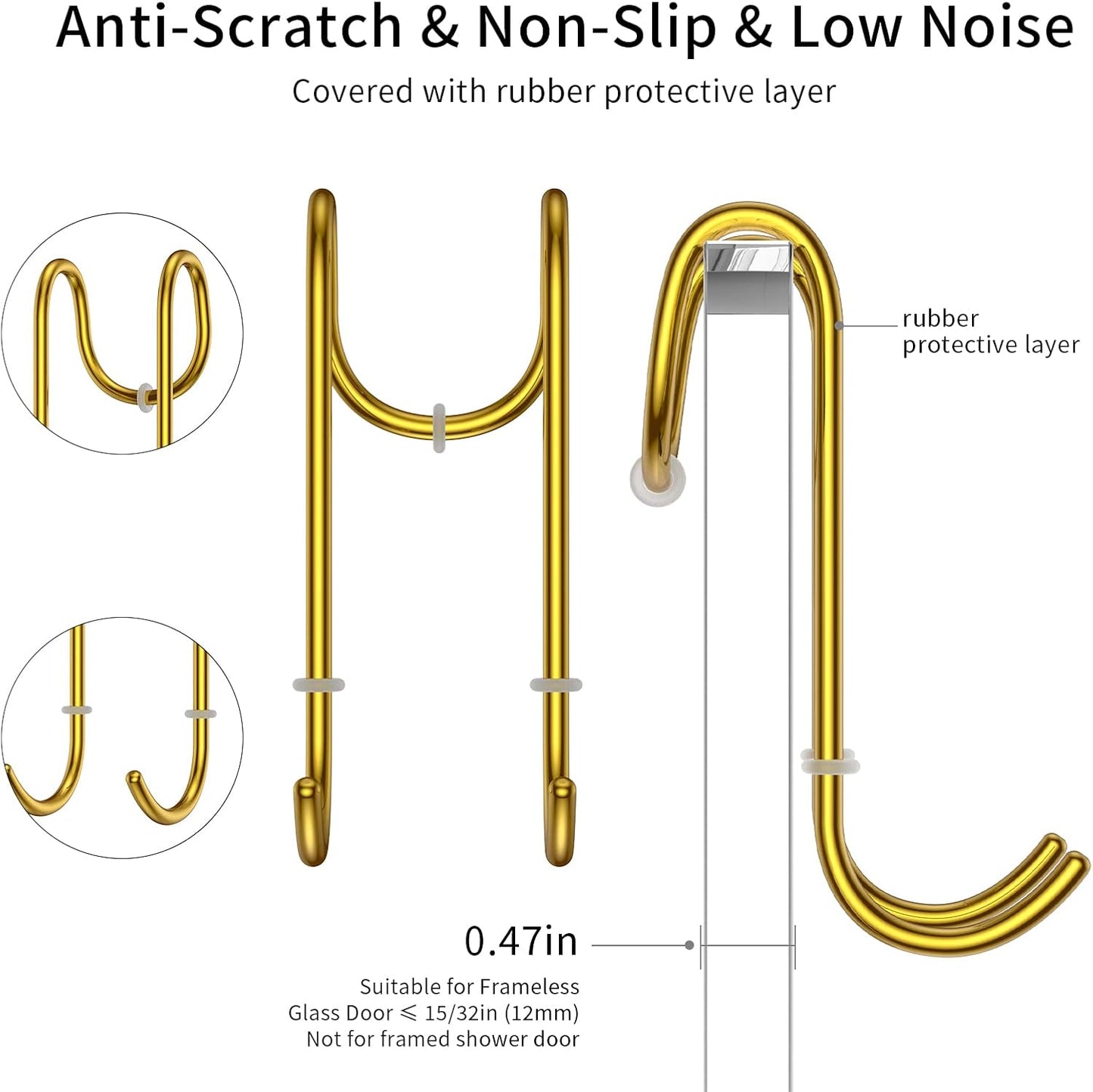 Shower Squeegee Set, 10-Inch Stainless Steel Squeegee for Bathroom, Shower Doors, Mirrors, Tiles, and Car Windows - 100% Streak Free, Includes Shower Door Hook, Adhesive Hook and Spare Silicone Blade
