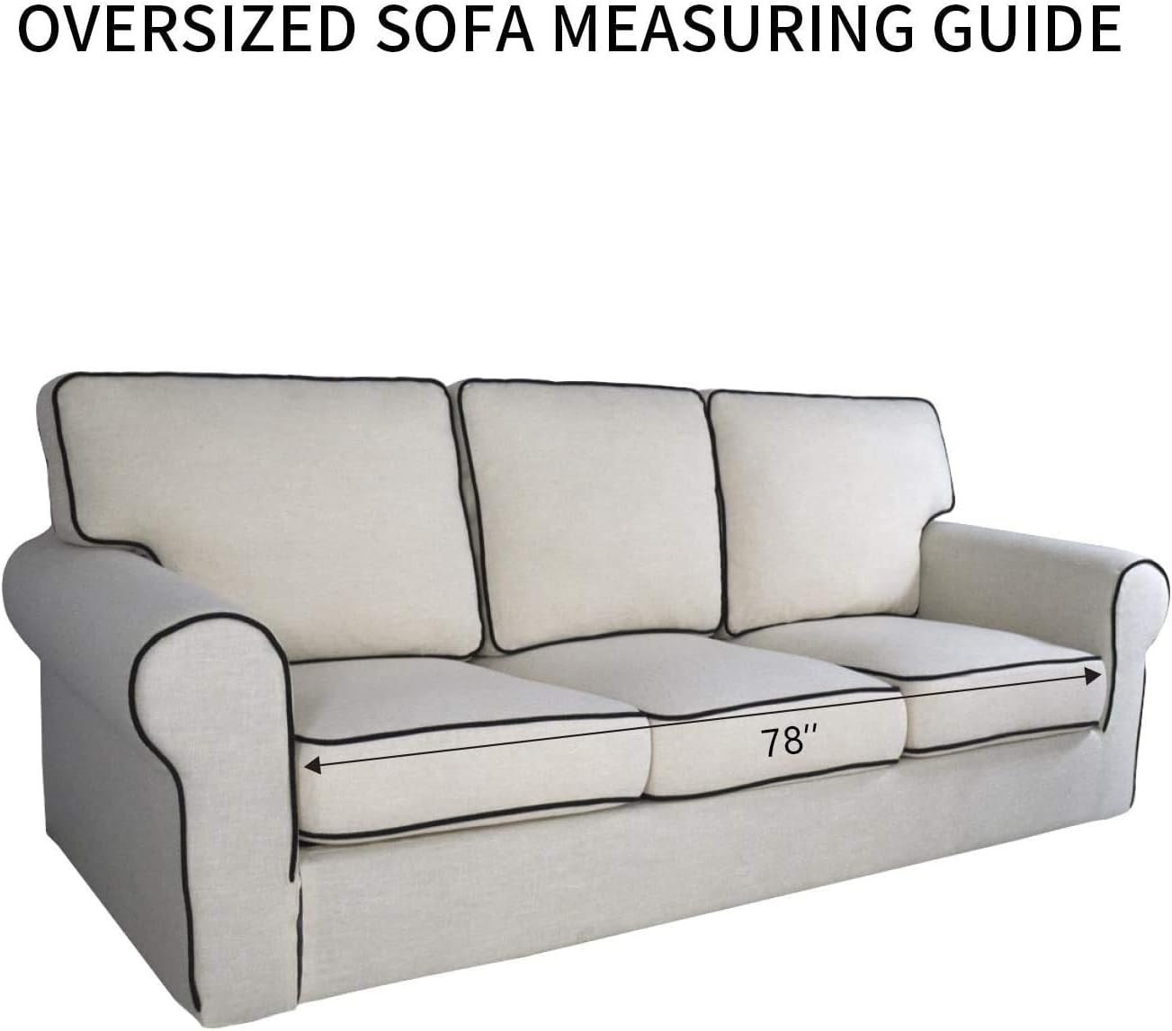 PureFit Reversible Quilted Sofa Cover, Water Resistant Slipcover Furniture Protector, Washable Couch Cover with Non Slip and Elastic Straps for Kids, Pets (Oversized Sofa, Navy/Ivory)