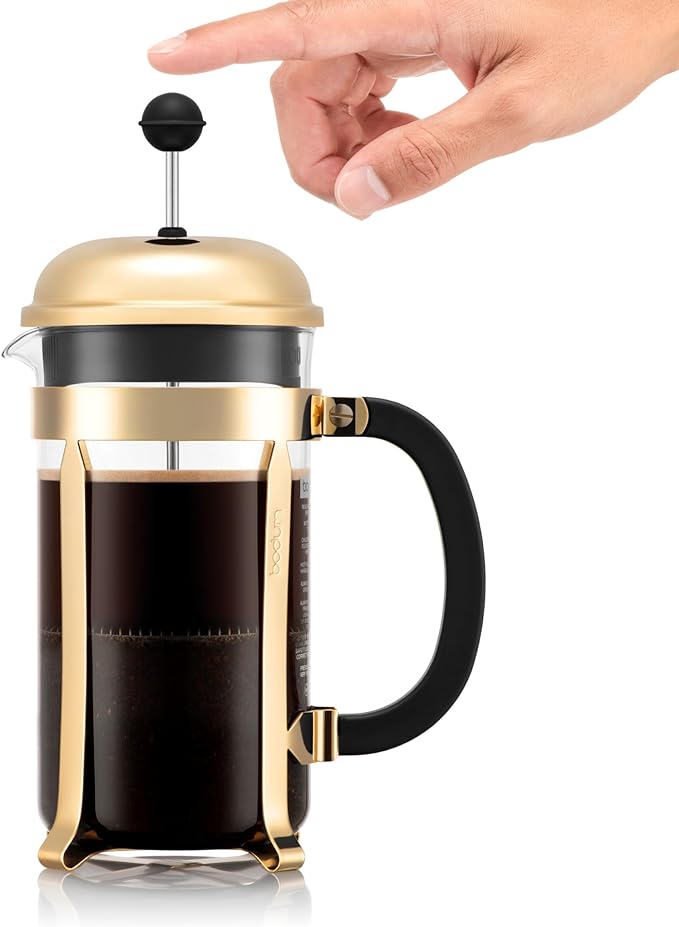 Bodum 34oz Chambord French Press Coffee Maker, High-Heat Borosilicate Glass, Gold – Made in Portugal