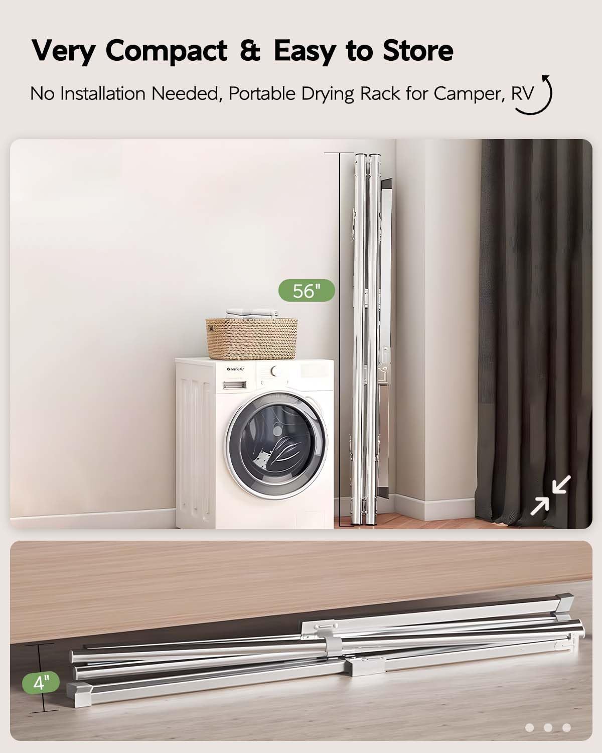 Clothes Drying Rack 63 Inches Folding Indoor Outdoor, Drying Rack Clothing Collapsible, Foldable Portable Laundry Drying Rack, Heavy Duty Laundry Hanger Dryer Rack, with 20 Hooks 12 Clips