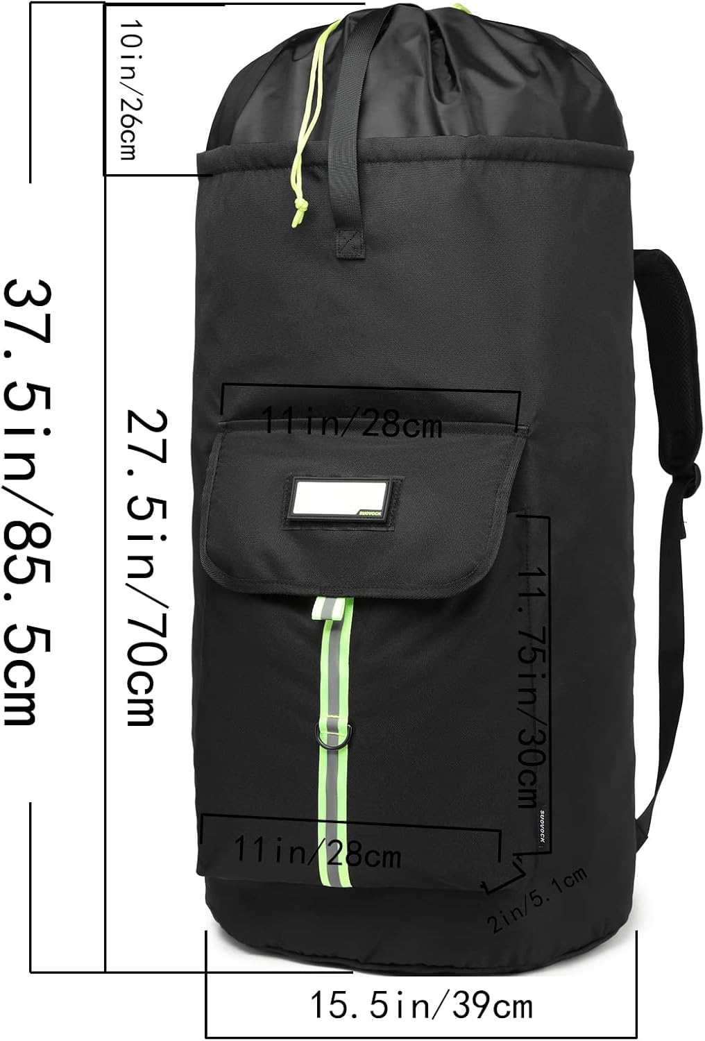 laundry bag backpack,extra-large heavy duty laundry bags,laundry backpack for college students,drawstring closure (Black Laundry Backpack Bag)