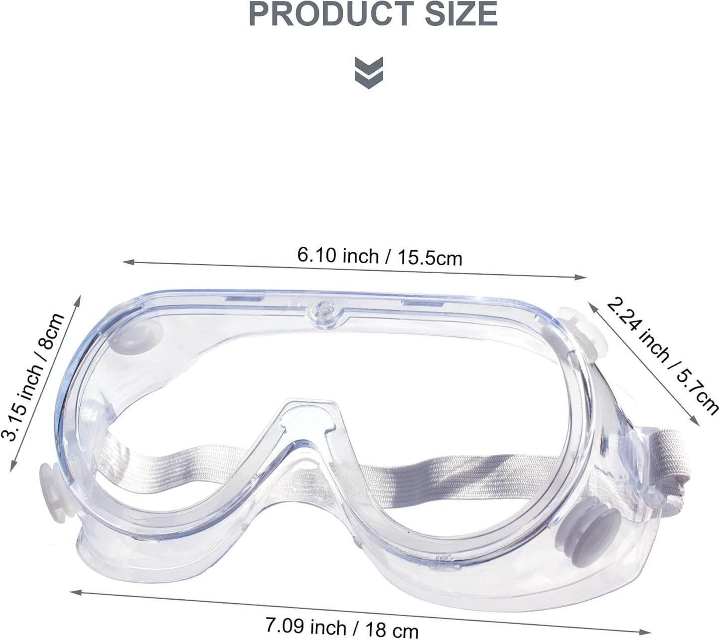 3 Pack Safety Goggles Protective Adjustable Goggles Over Glasses Splash Eye Protection Adjustable For Lab Construction Worker Onion Cutting Clear Lens Eyewear White