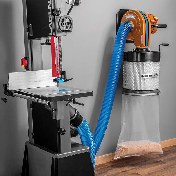 Rockler 4” Dust Collection Hose - Durable Blue Translucent Color Expandable Hose Flexible Up To 14” - Ideal Dust Collectors for Woodworking Stretch up to 7XL for Convenient Cleanup In Distant Corners